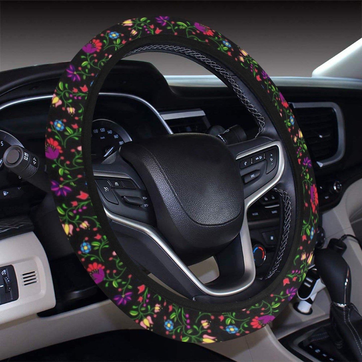 Fleur Indigine Steering Wheel Cover with Elastic Edge Steering Wheel Cover with Elastic Edge e-joyer