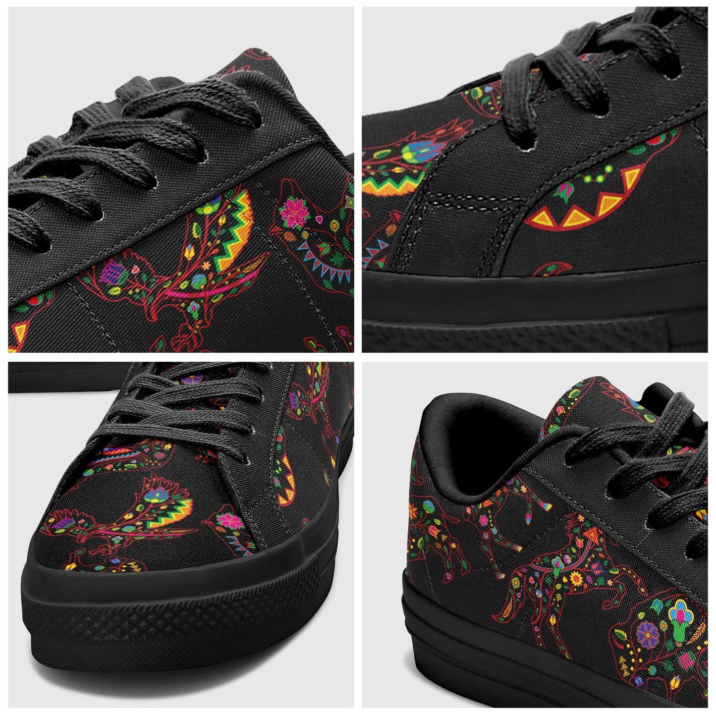 Floral Animals Aapisi Low Top Canvas Shoes Black Sole aapisi Herman