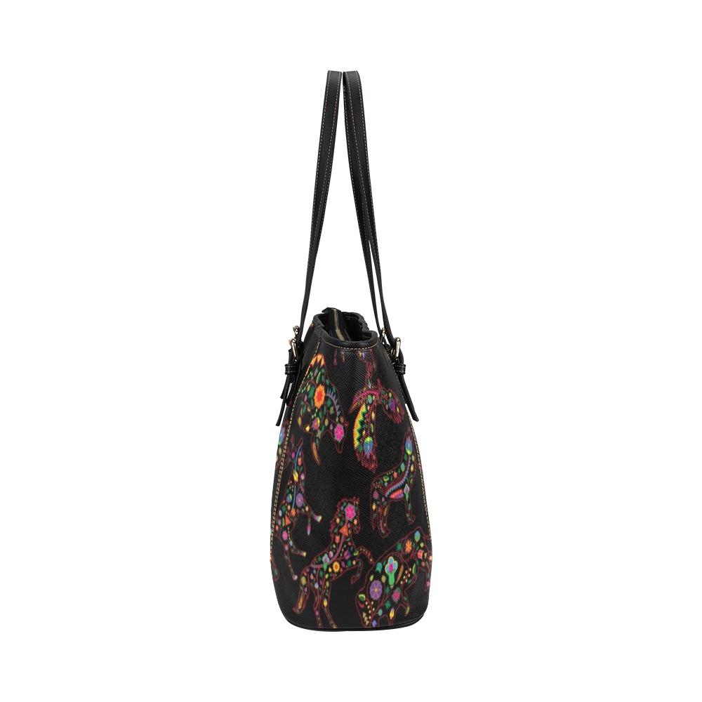 Floral Animals Leather Tote Bag/Large (Model 1640) bag e-joyer