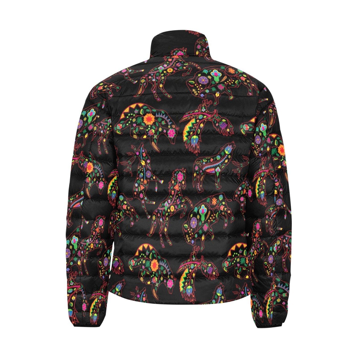 Floral Animals Men's Stand Collar Padded Jacket (Model H41) Men's Stand Collar Padded Jacket (H41) e-joyer