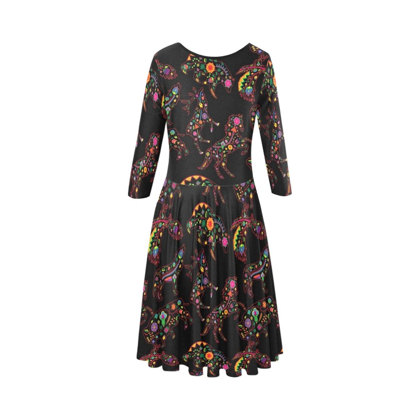 Floral Animals Tethys Half-Sleeve Skater Dress(Model D20) Tethys Half-Sleeve Skater Dress (D20) e-joyer