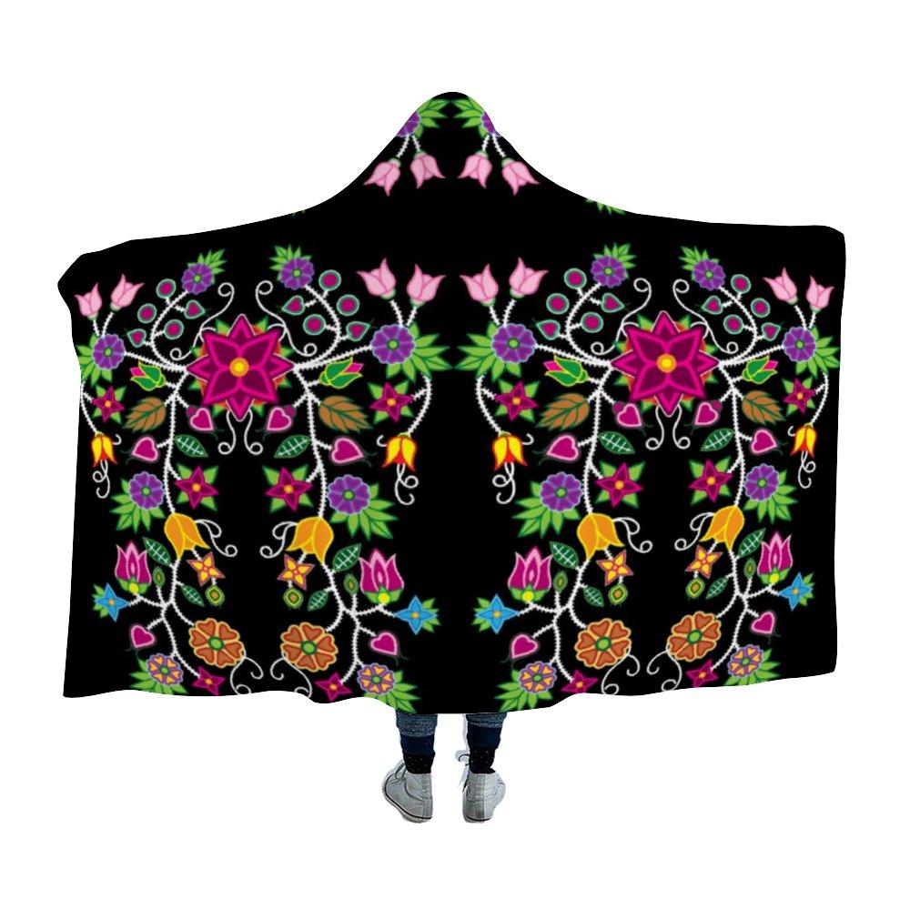Floral Beadwork Seven Clans White Hooded Blanket