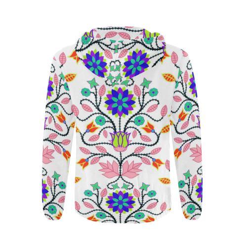 Floral Beadwork Four Clans White All Over Print Full Zip Hoodie for Men (Model H14) All Over Print Full Zip Hoodie for Men (H14) e-joyer