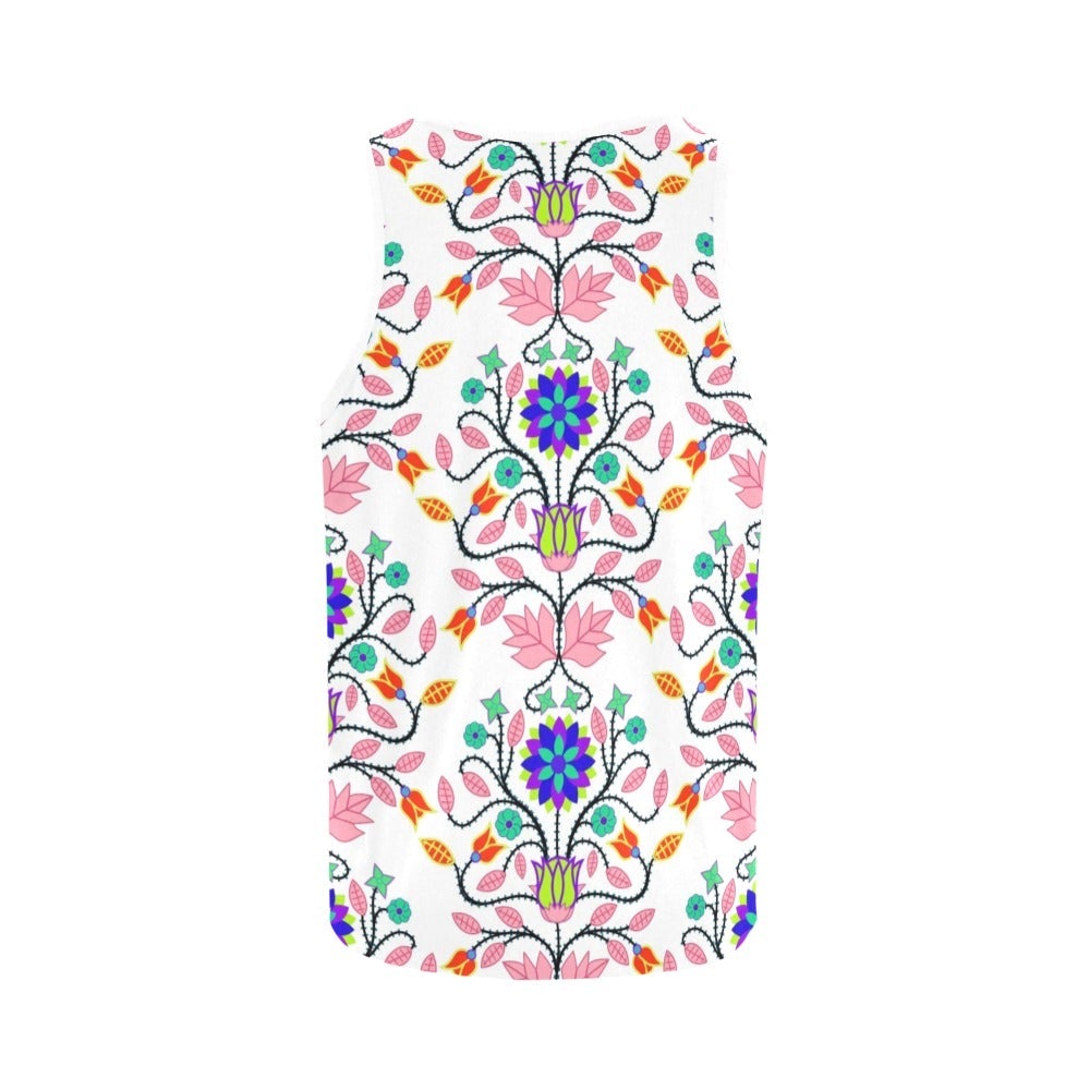 Floral Beadwork Four Clans White All Over Print Tank Top for Women (Model T43) All Over Print Tank Top for Women (T43) e-joyer