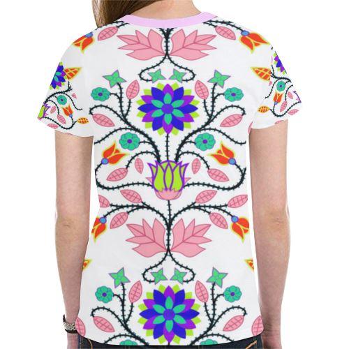Floral Beadwork Four Clans White New All Over Print T-shirt for Women (Model T45) New All Over Print T-shirt for Women (T45) e-joyer