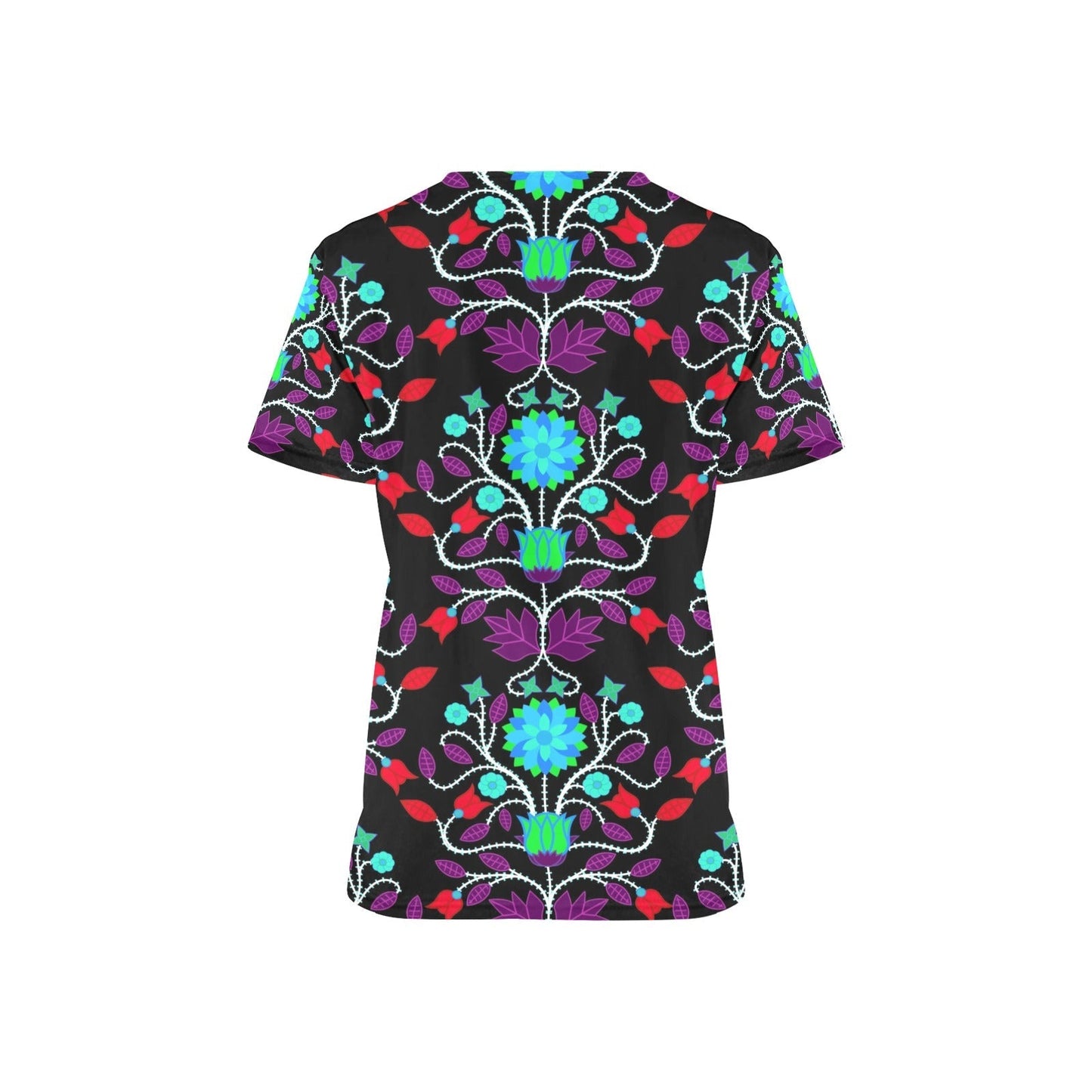 Floral Beadwork Four Clans Winter All Over Print Scrub Top Scrub Top e-joyer