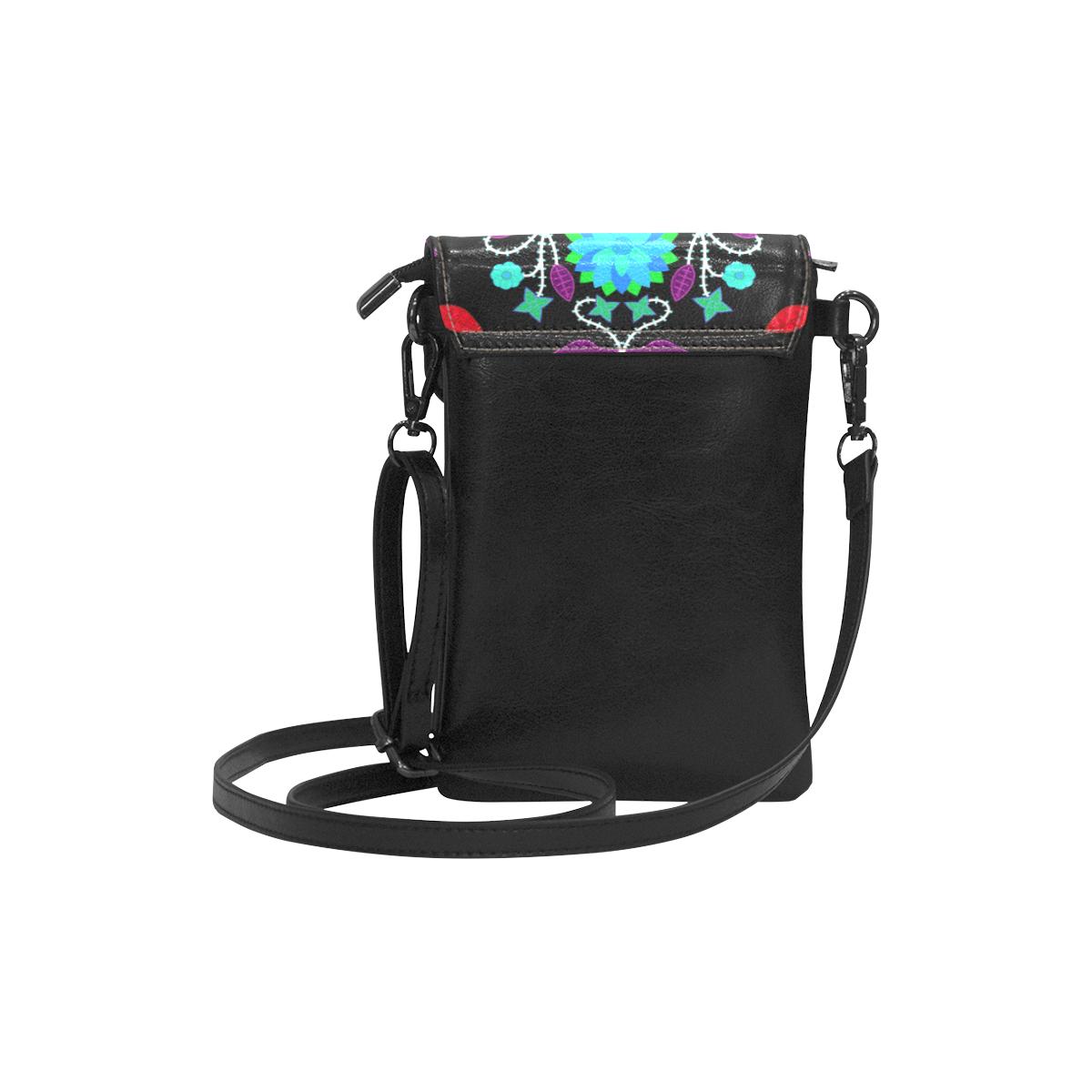 Floral Beadwork Four Clans Winter Small Cell Phone Purse (Model 1711) Small Cell Phone Purse (1711) e-joyer
