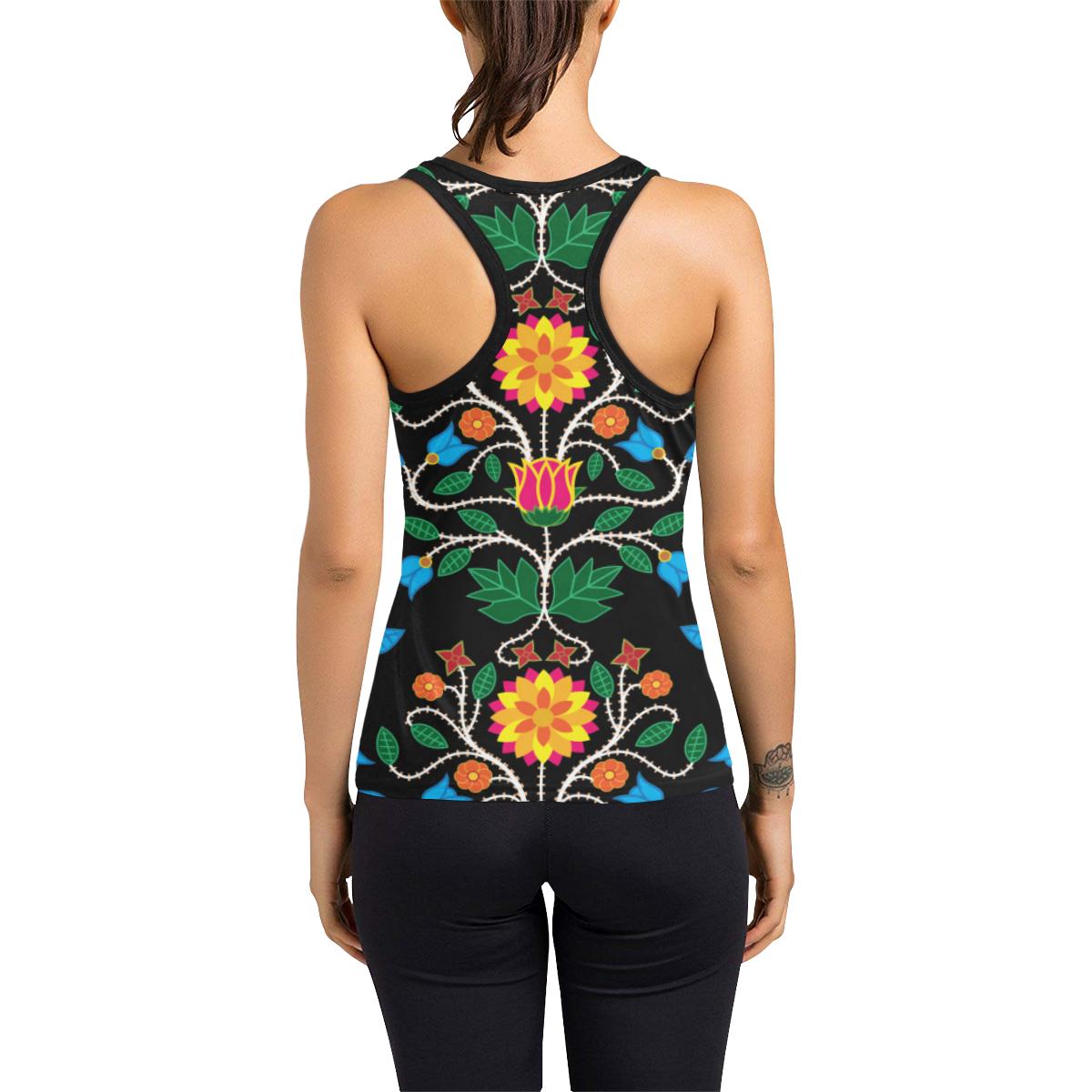 Floral Beadwork Four Clans Women's Racerback Tank Top (Model T60) Racerback Tank Top (T60) e-joyer