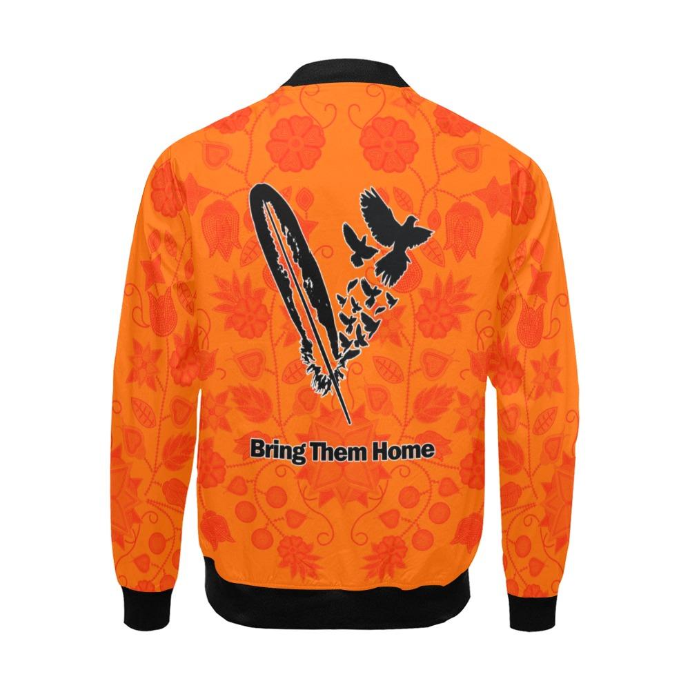 Floral Beadwork Real Orange Bring Them Home All Over Print Bomber Jacket for Men (Model H19) All Over Print Bomber Jacket for Men (H19) e-joyer