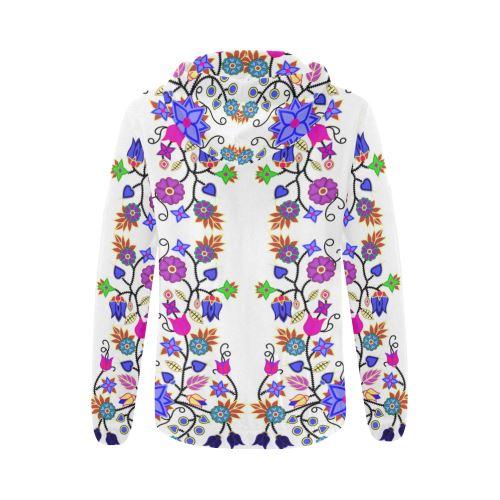 Floral Beadwork Seven Clans White All Over Print Full Zip Hoodie for Women (Model H14) All Over Print Full Zip Hoodie for Women (H14) e-joyer