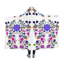 Load image into Gallery viewer, Floral Beadwork Seven Clans White Hooded Blanket 49 Dzine 
