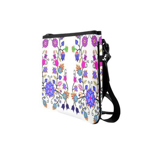 Floral Beadwork Seven Clans White Slim Clutch Bag (Model 1668) Slim Clutch Bags (1668) e-joyer