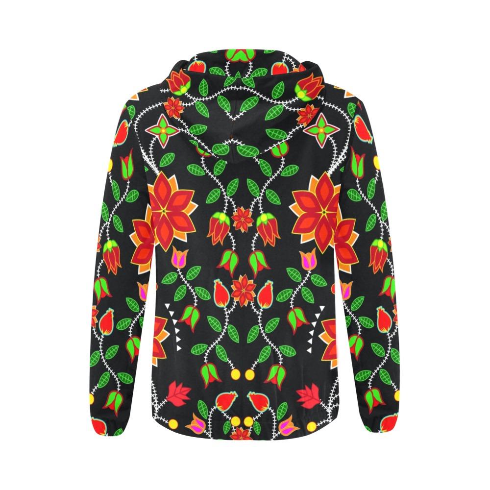 Floral Beadwork Six Bands All Over Print Full Zip Hoodie for Women (Model H14) hoodie e-joyer