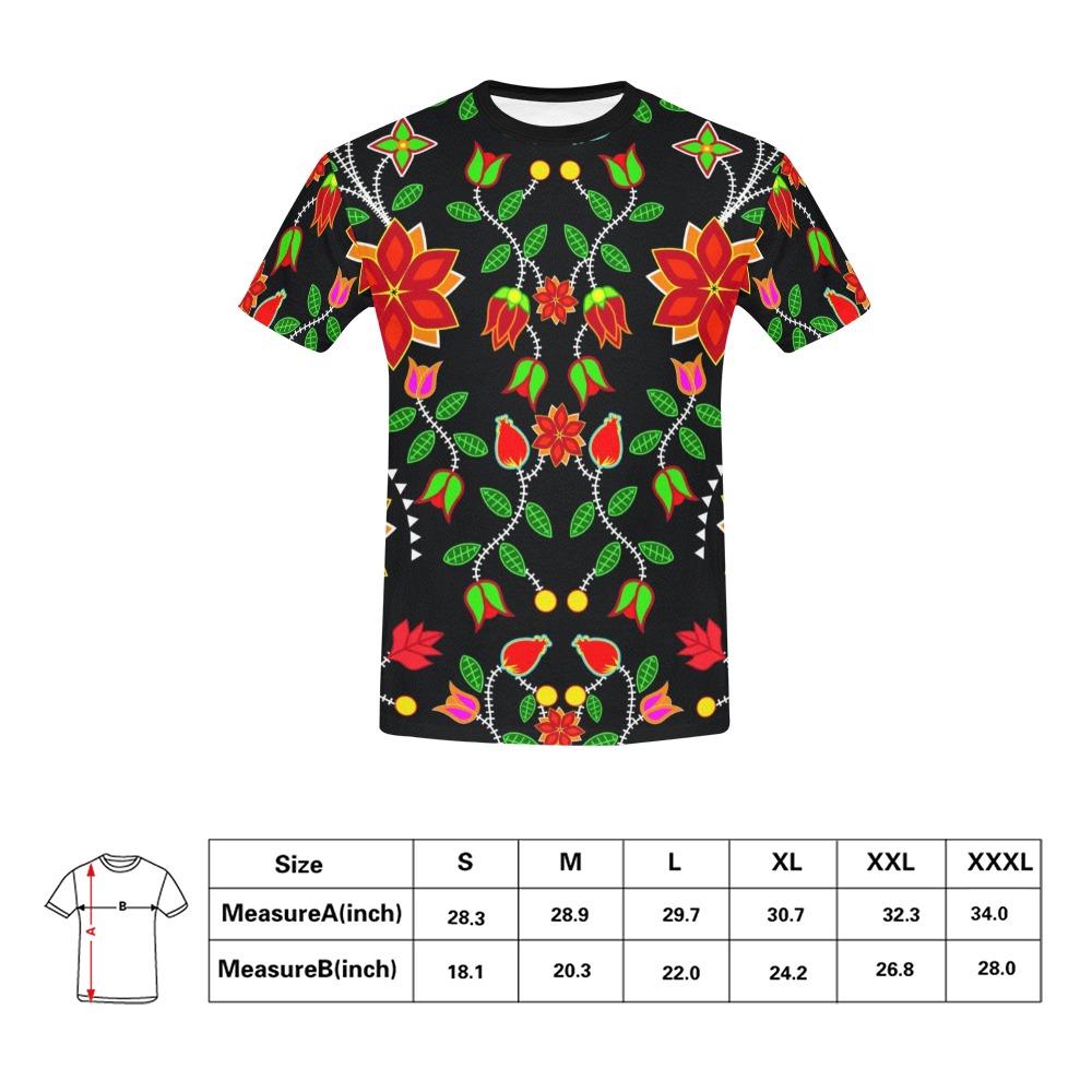 Floral Beadwork Six Bands All Over Print T-Shirt for Men (USA Size) (Model T40) All Over Print T-Shirt for Men (T40) e-joyer