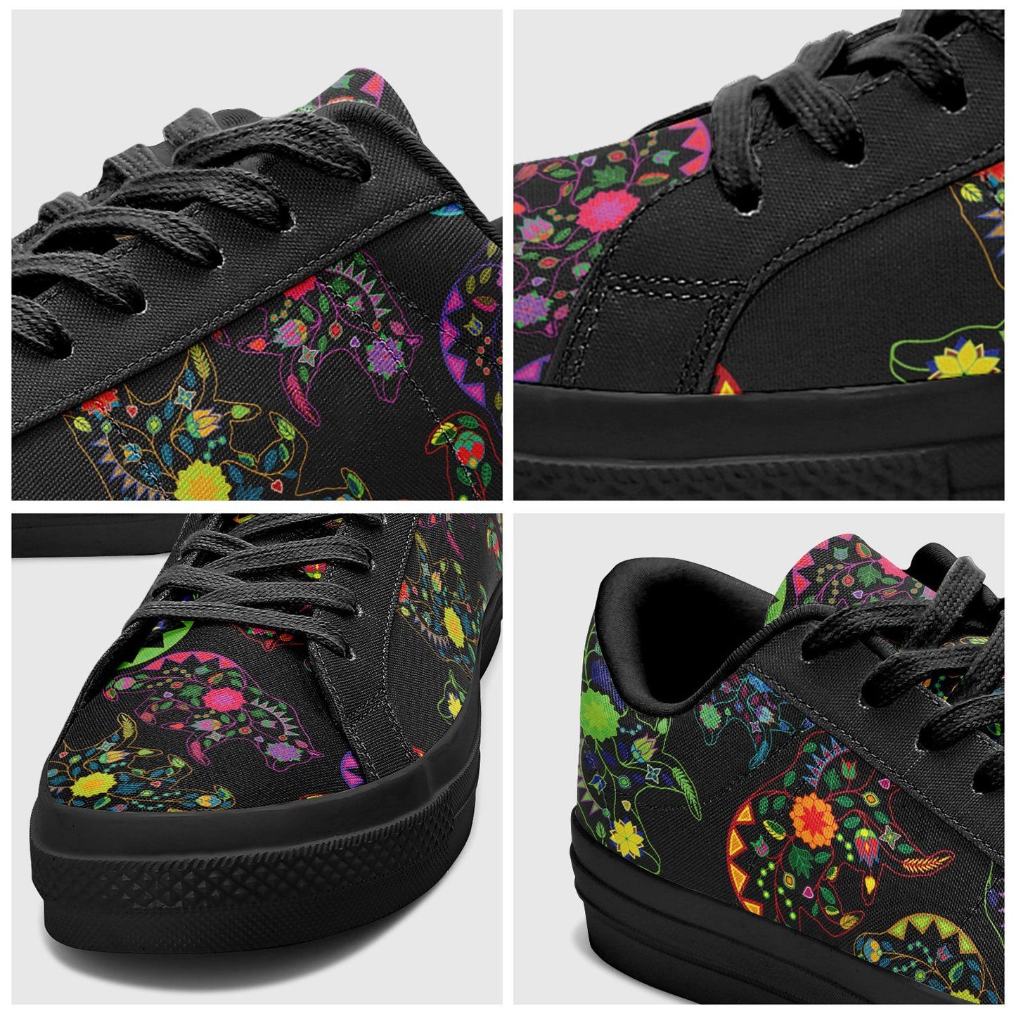 Floral Bear Aapisi Low Top Canvas Shoes Black Sole aapisi Herman