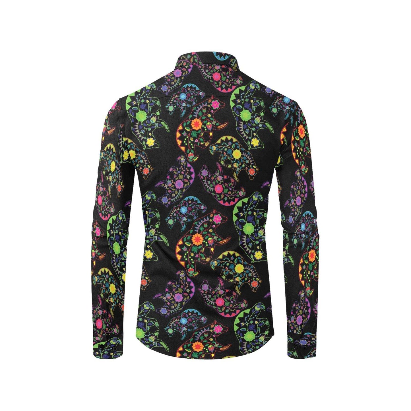 Floral Bear Men's All Over Print Casual Dress Shirt (Model T61) Men's Dress Shirt (T61) e-joyer