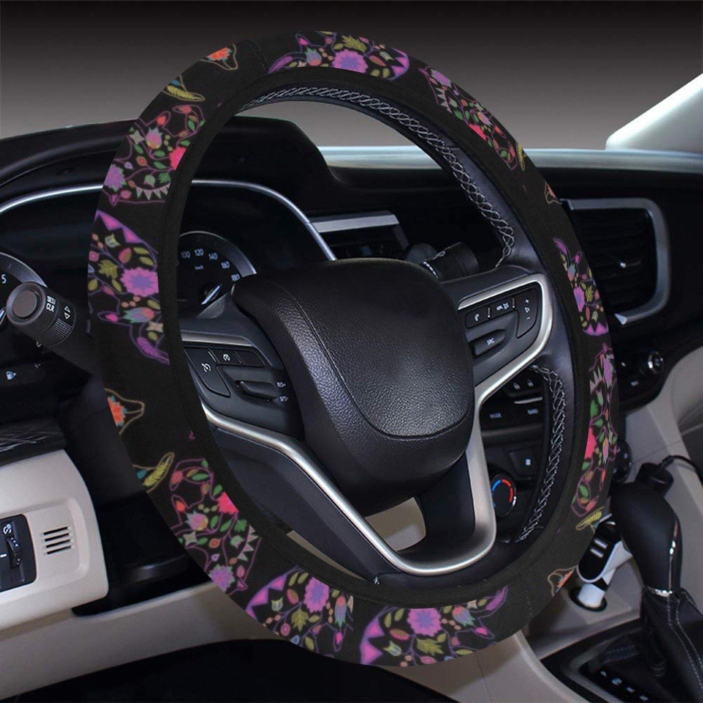 Floral Bear Steering Wheel Cover with Elastic Edge Steering Wheel Cover with Elastic Edge e-joyer