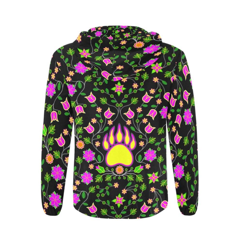 Floral Bearpaw Pink and Yellow All Over Print Full Zip Hoodie for Men (Model H14) hoodie e-joyer