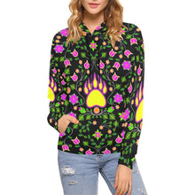 Load image into Gallery viewer, Floral Bearpaw Pink and Yellow All Over Print Hoodie for Women (USA Size) (Model H13) All Over Print Hoodie for Women (H13) e-joyer 
