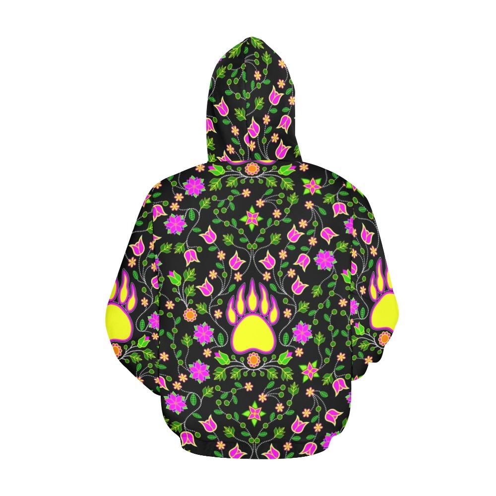 Floral Bearpaw Pink and Yellow All Over Print Hoodie for Women (USA Size) (Model H13) All Over Print Hoodie for Women (H13) e-joyer