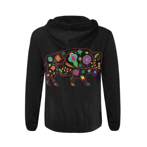 Floral Buffalo All Over Print Full Zip Hoodie for Men (Model H14) All Over Print Full Zip Hoodie for Men (H14) e-joyer