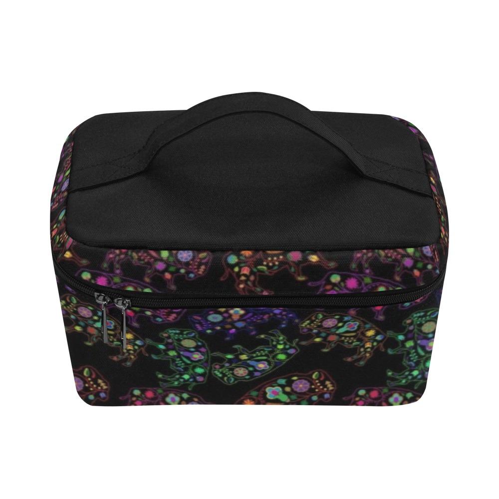 Floral Buffalo Cosmetic Bag/Large (Model 1658) Cosmetic Bag e-joyer