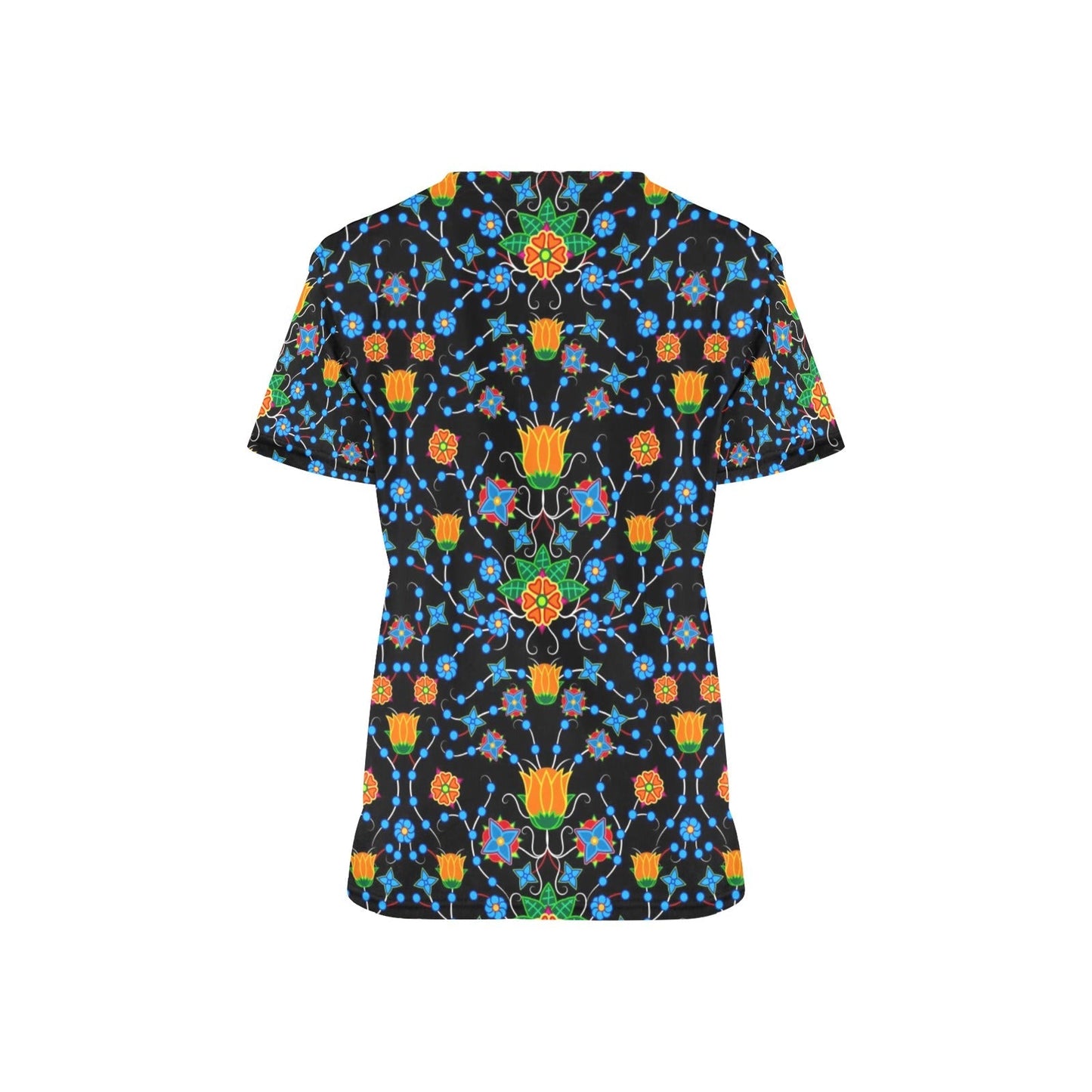 Floral Damask All Over Print Scrub Top Scrub Top e-joyer