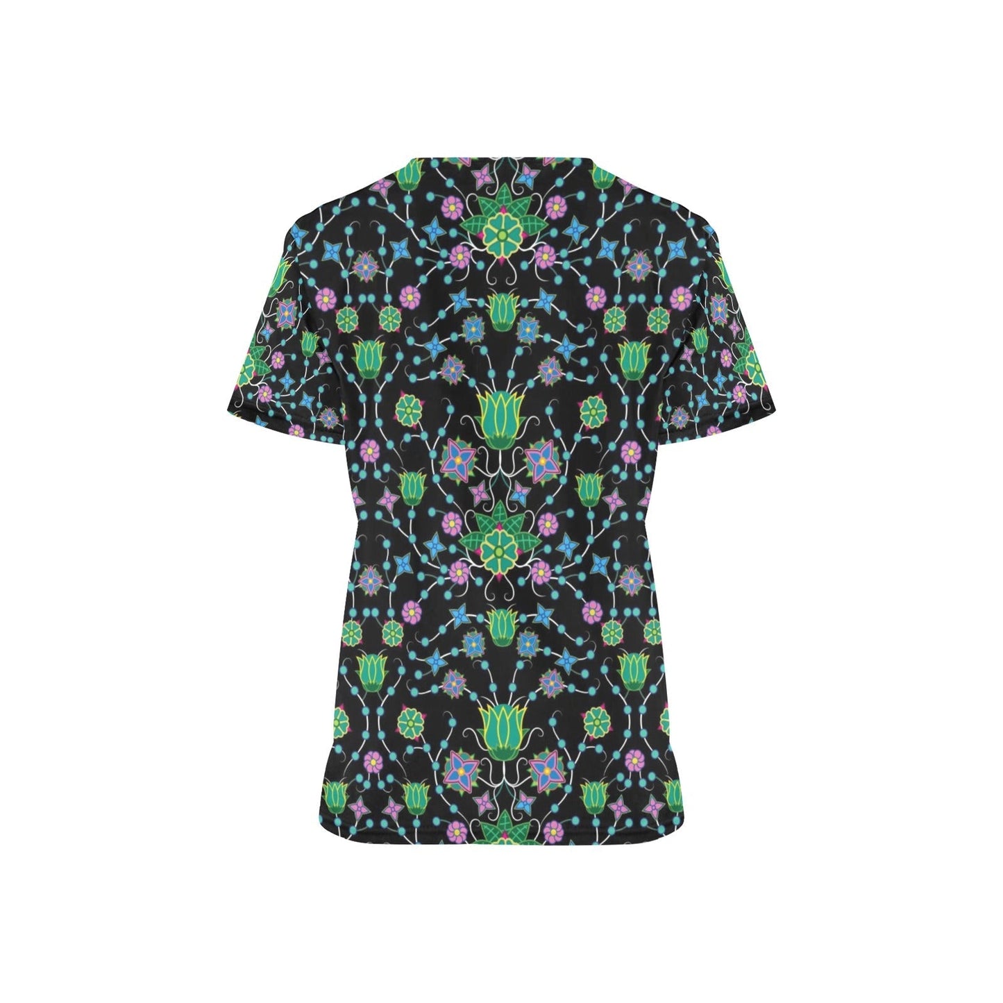 Floral Damask Garden All Over Print Scrub Top Scrub Top e-joyer