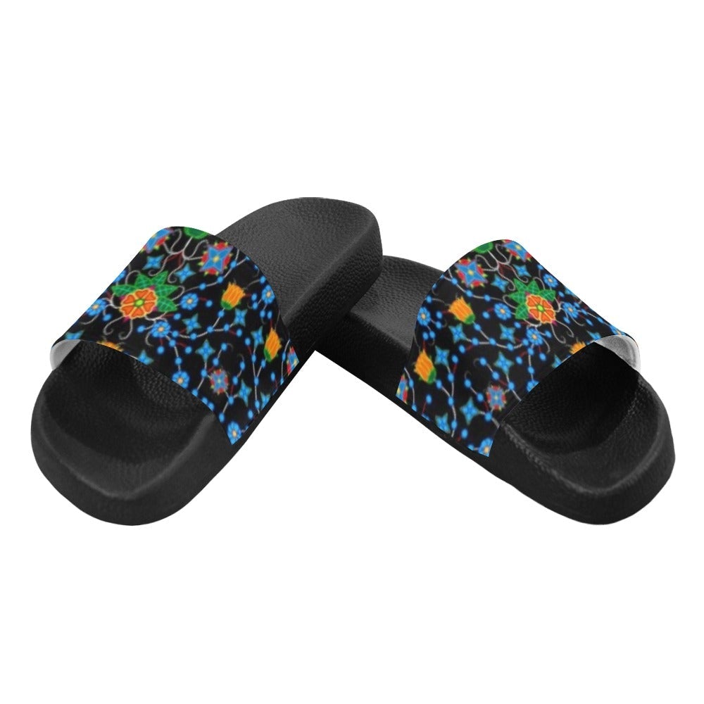 Floral Damask Men's Slide Sandals (Model 057) sandals e-joyer