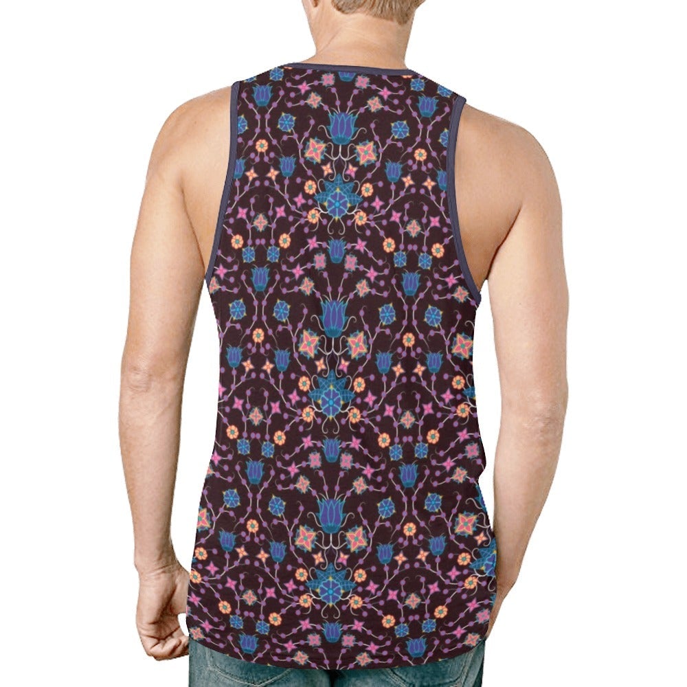 Floral Damask Purple New All Over Print Tank Top for Men (Model T46) tank top e-joyer