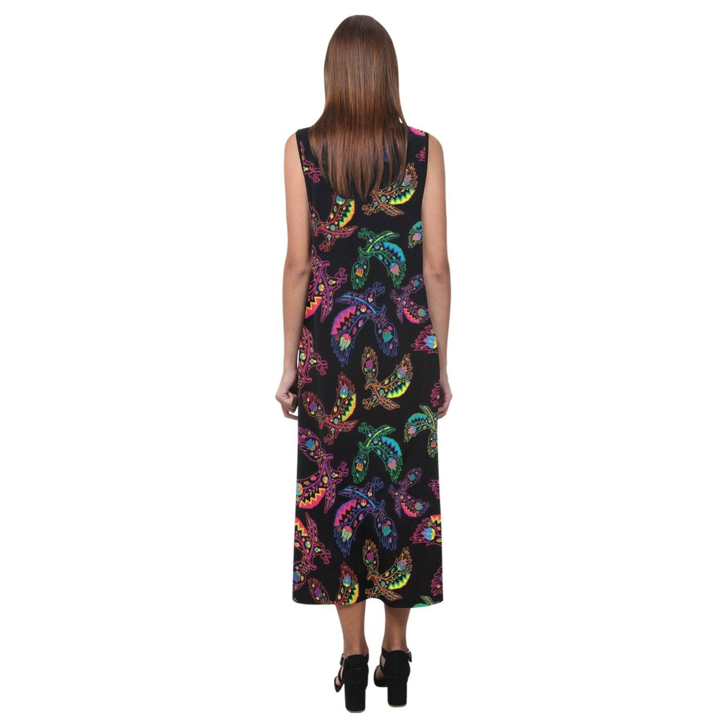 Floral Eagle Phaedra Sleeveless Open Fork Long Dress (Model D08) dress e-joyer