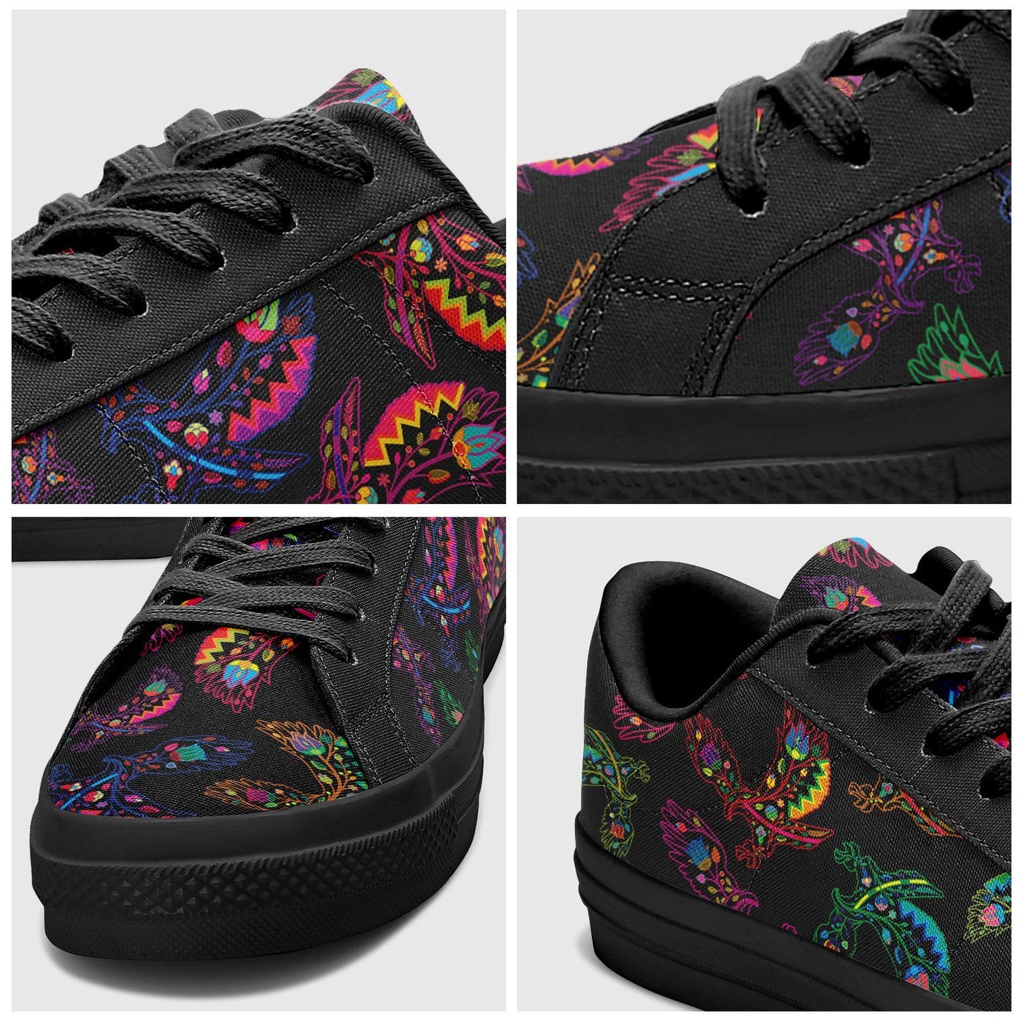 Floral Elk Aapisi Low Top Canvas Shoes Black Sole aapisi Herman