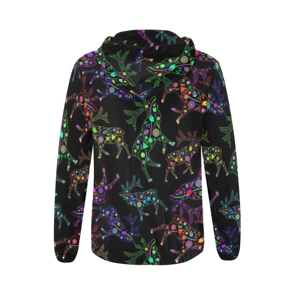 Floral Elk All Over Print Full Zip Hoodie for Women (Model H14) All Over Print Full Zip Hoodie for Women (H14) e-joyer