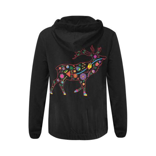 Floral Elk All Over Print Full Zip Hoodie for Women (Model H14) All Over Print Full Zip Hoodie for Women (H14) e-joyer