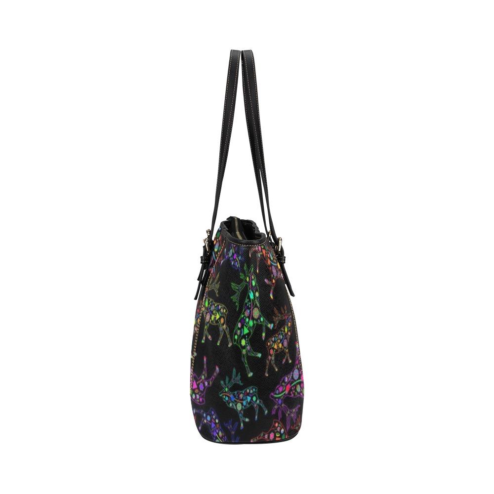 Floral Elk Leather Tote Bag/Large (Model 1640) bag e-joyer