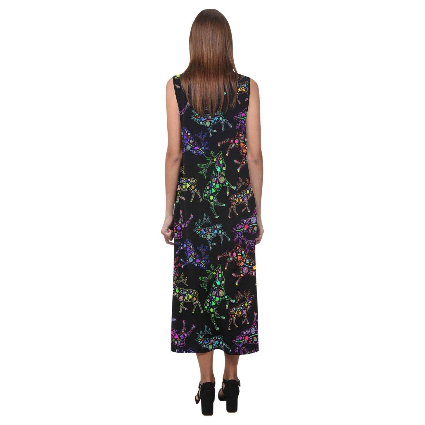 Floral Elk Phaedra Sleeveless Open Fork Long Dress (Model D08) dress e-joyer