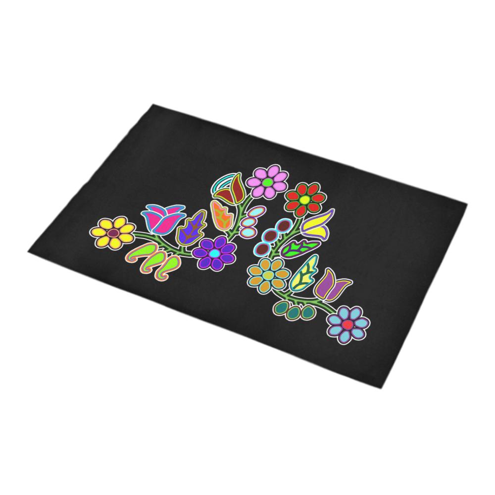 Floral Generations on Black Bath Rug 16''x 28'' Bath Rug 16''x 28'' e-joyer