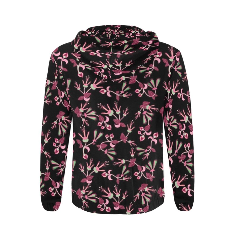 Floral Green Black All Over Print Full Zip Hoodie for Men (Model H14) All Over Print Full Zip Hoodie for Men (H14) e-joyer