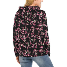 Load image into Gallery viewer, Floral Green Black All Over Print Hoodie for Women (USA Size) (Model H13) All Over Print Hoodie for Women (H13) e-joyer 
