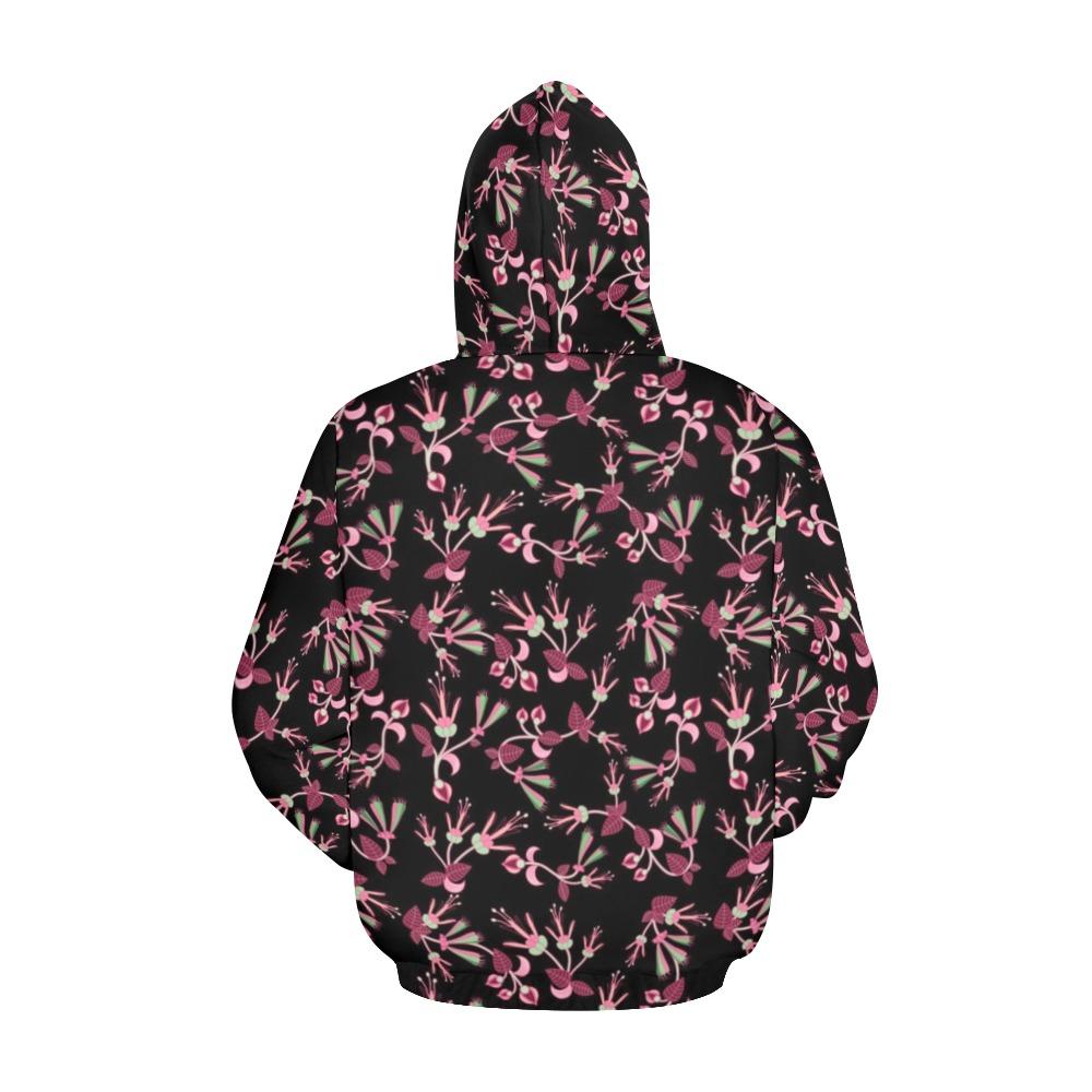 Floral Green Black All Over Print Hoodie for Women (USA Size) (Model H13) All Over Print Hoodie for Women (H13) e-joyer