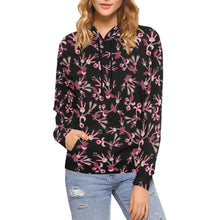 Load image into Gallery viewer, Floral Green Black All Over Print Hoodie for Women (USA Size) (Model H13) All Over Print Hoodie for Women (H13) e-joyer 
