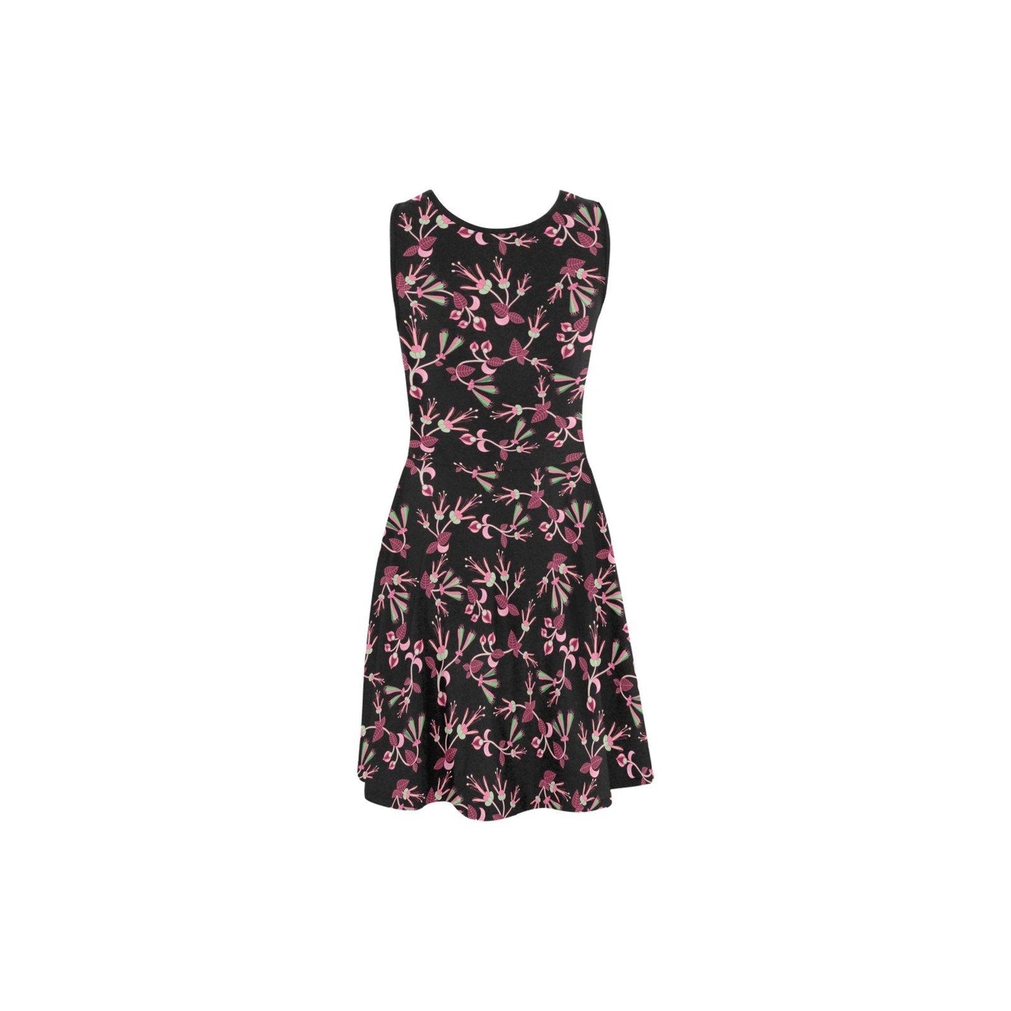 Floral Green Black Atalanta Sundress (Model D04) Atalanta Sundress (D04) e-joyer