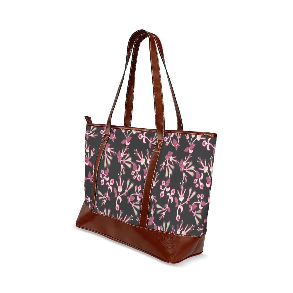 Floral Green Black Tote Handbag (Model 1642) Tote Handbags (1642) e-joyer