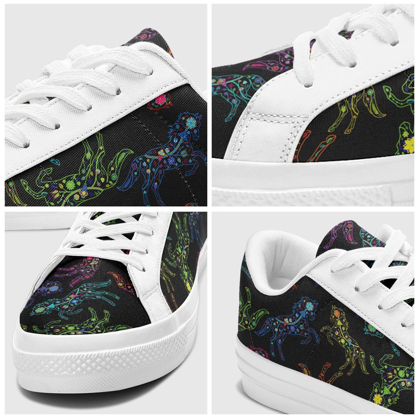 Floral Horse Aapisi Low Top Canvas Shoes White Sole aapisi Herman