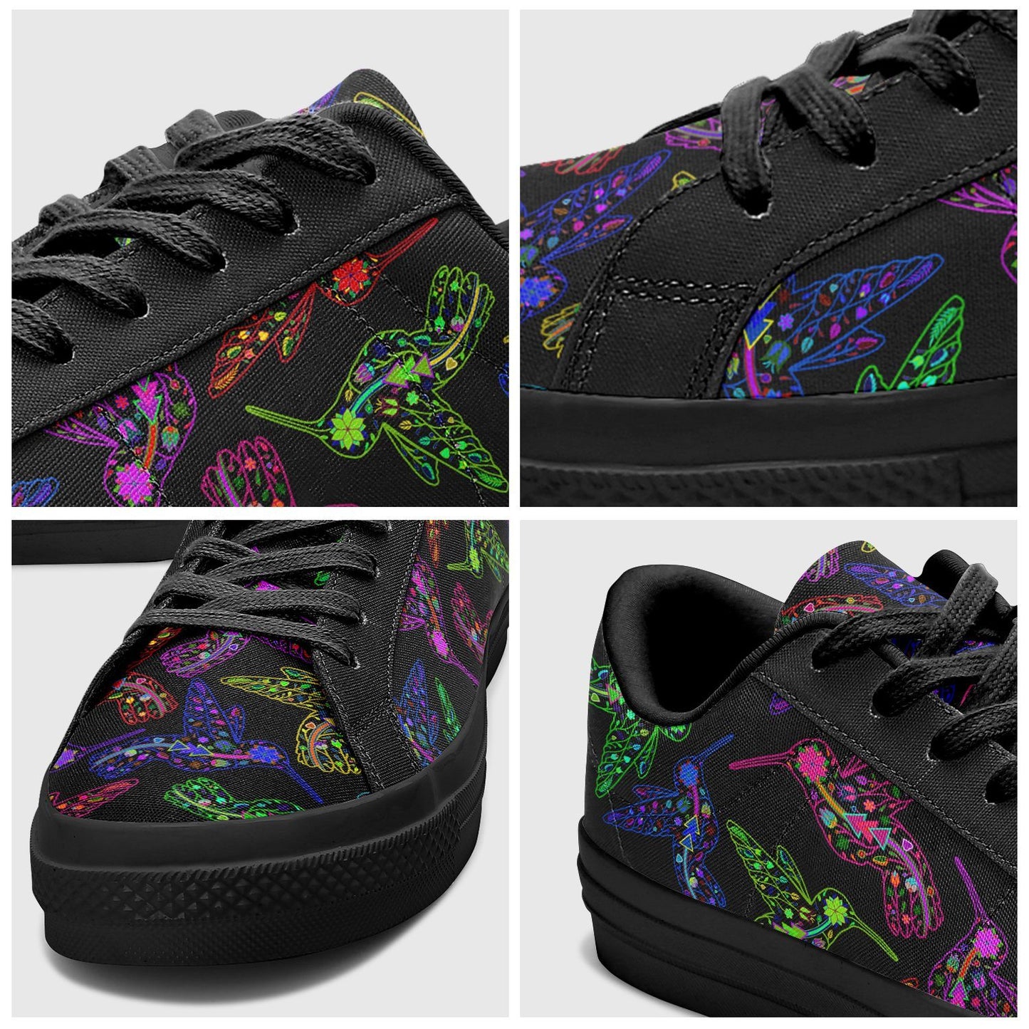 Floral Hummingbird Aapisi Low Top Canvas Shoes Black Sole aapisi Herman
