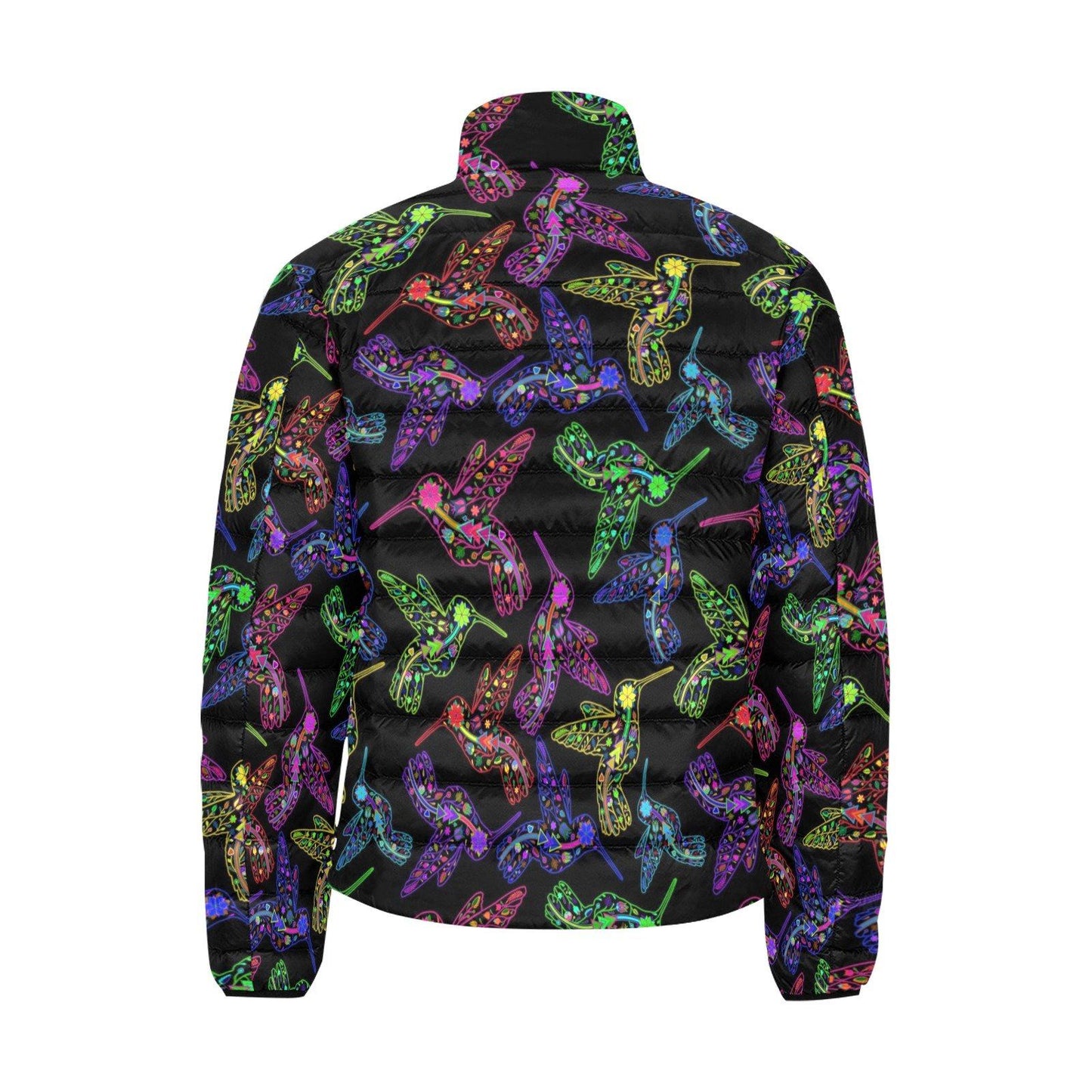 Floral Hummingbird Men's Stand Collar Padded Jacket (Model H41) Men's Stand Collar Padded Jacket (H41) e-joyer