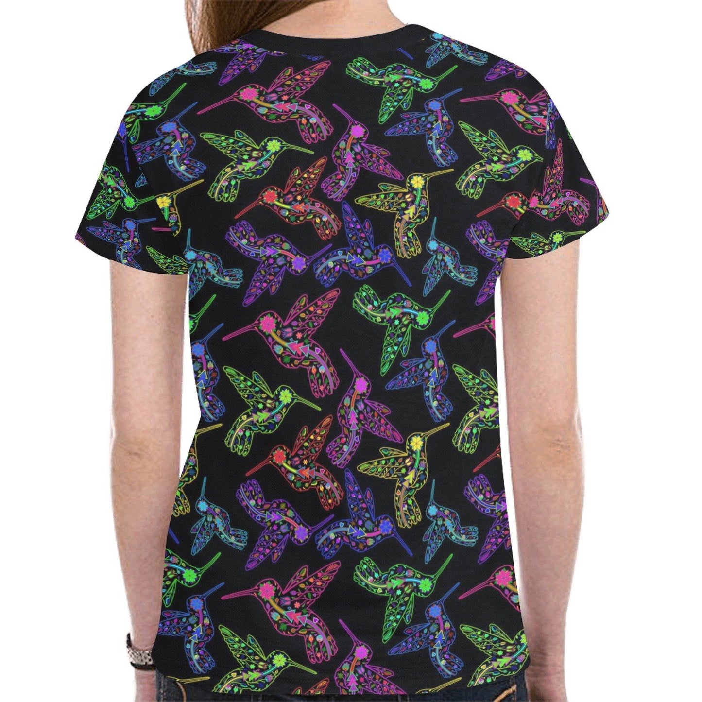 Floral Hummingbird New All Over Print T-shirt for Women (Model T45) tshirt e-joyer