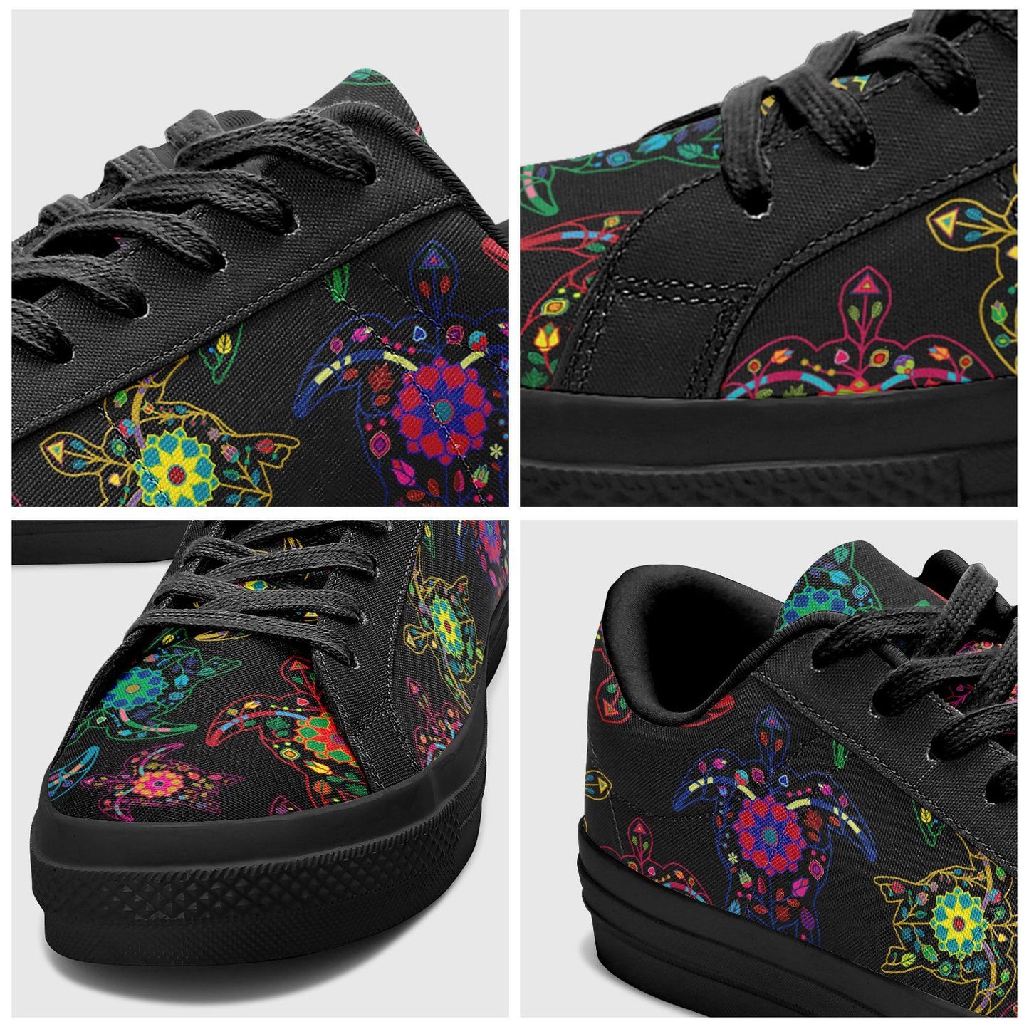 Floral Turtle Aapisi Low Top Canvas Shoes Black Sole aapisi Herman
