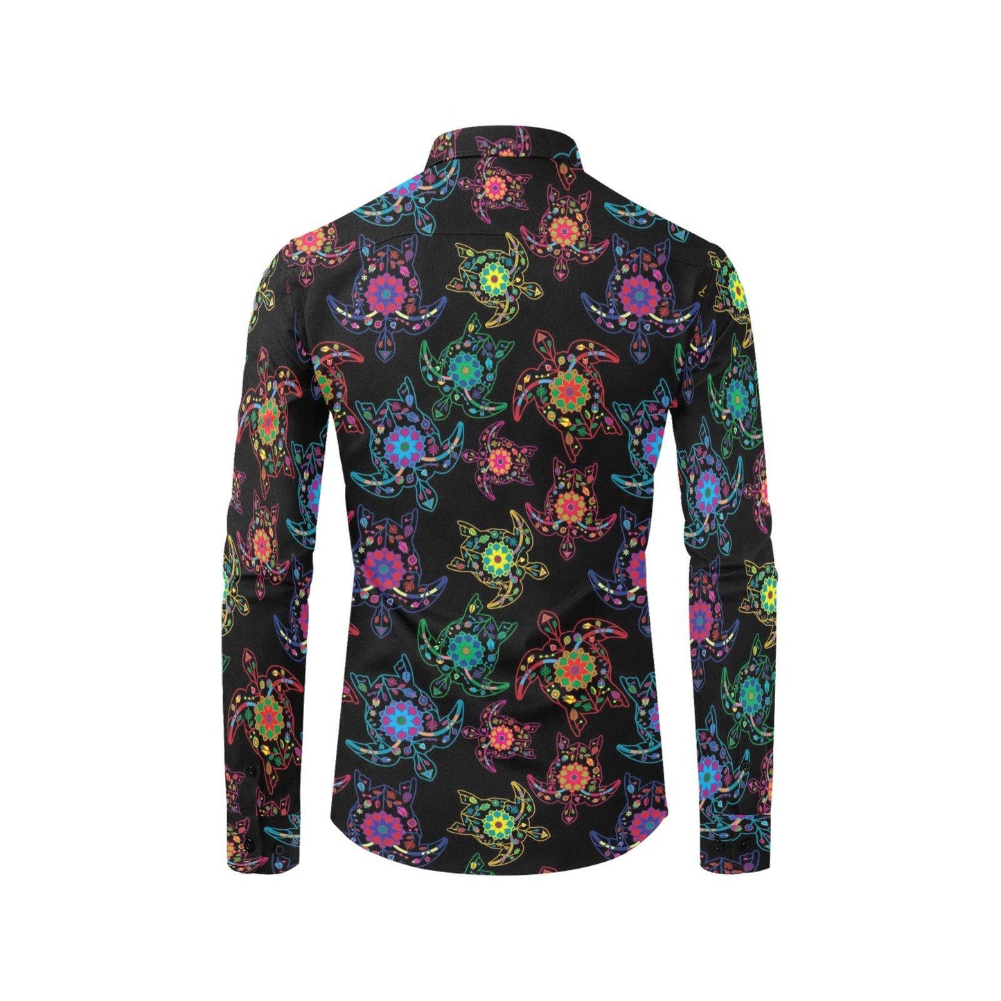 Floral Turtle Men's All Over Print Casual Dress Shirt (Model T61) Men's Dress Shirt (T61) e-joyer