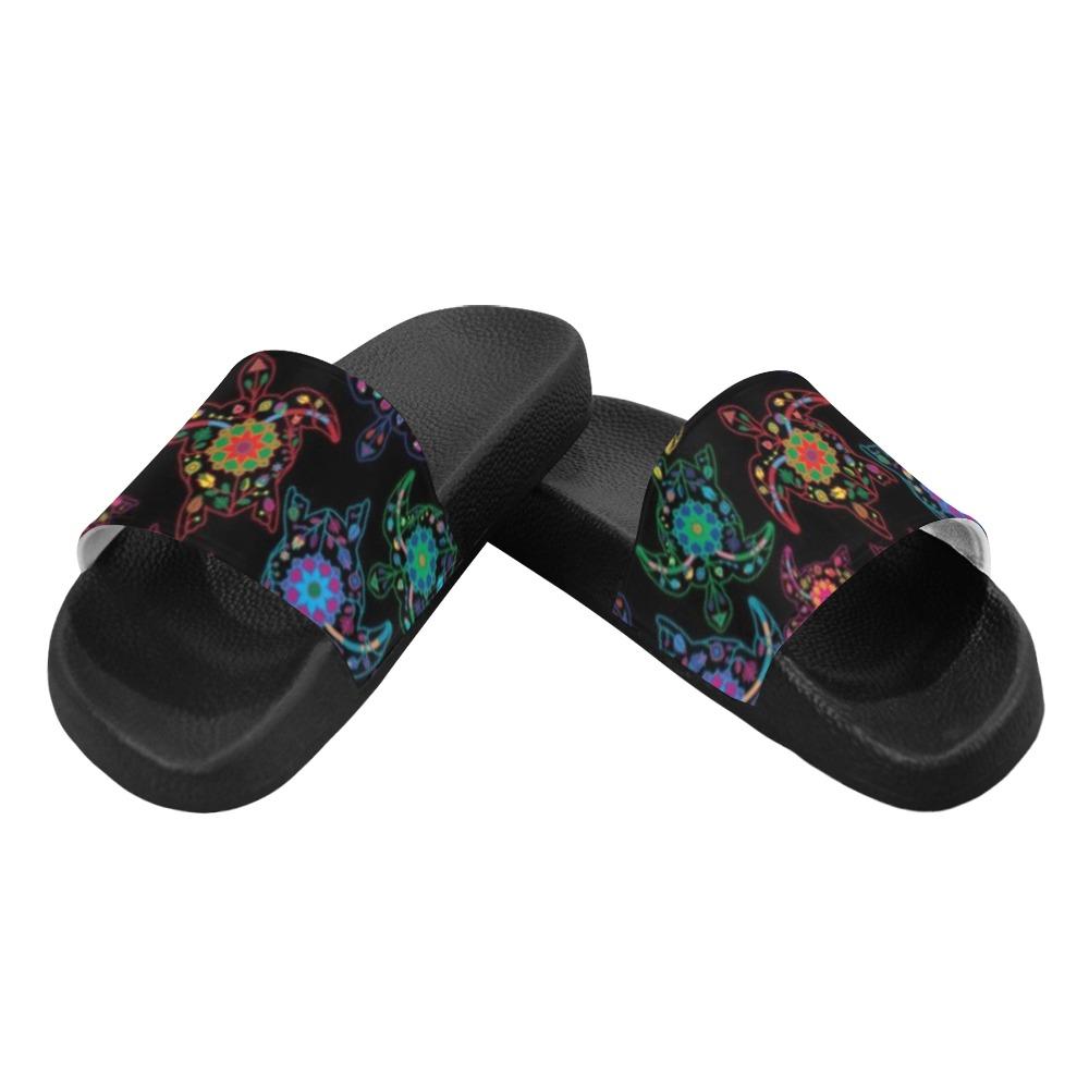 Floral Turtle Men's Slide Sandals (Model 057) Men's Slide Sandals (057) e-joyer